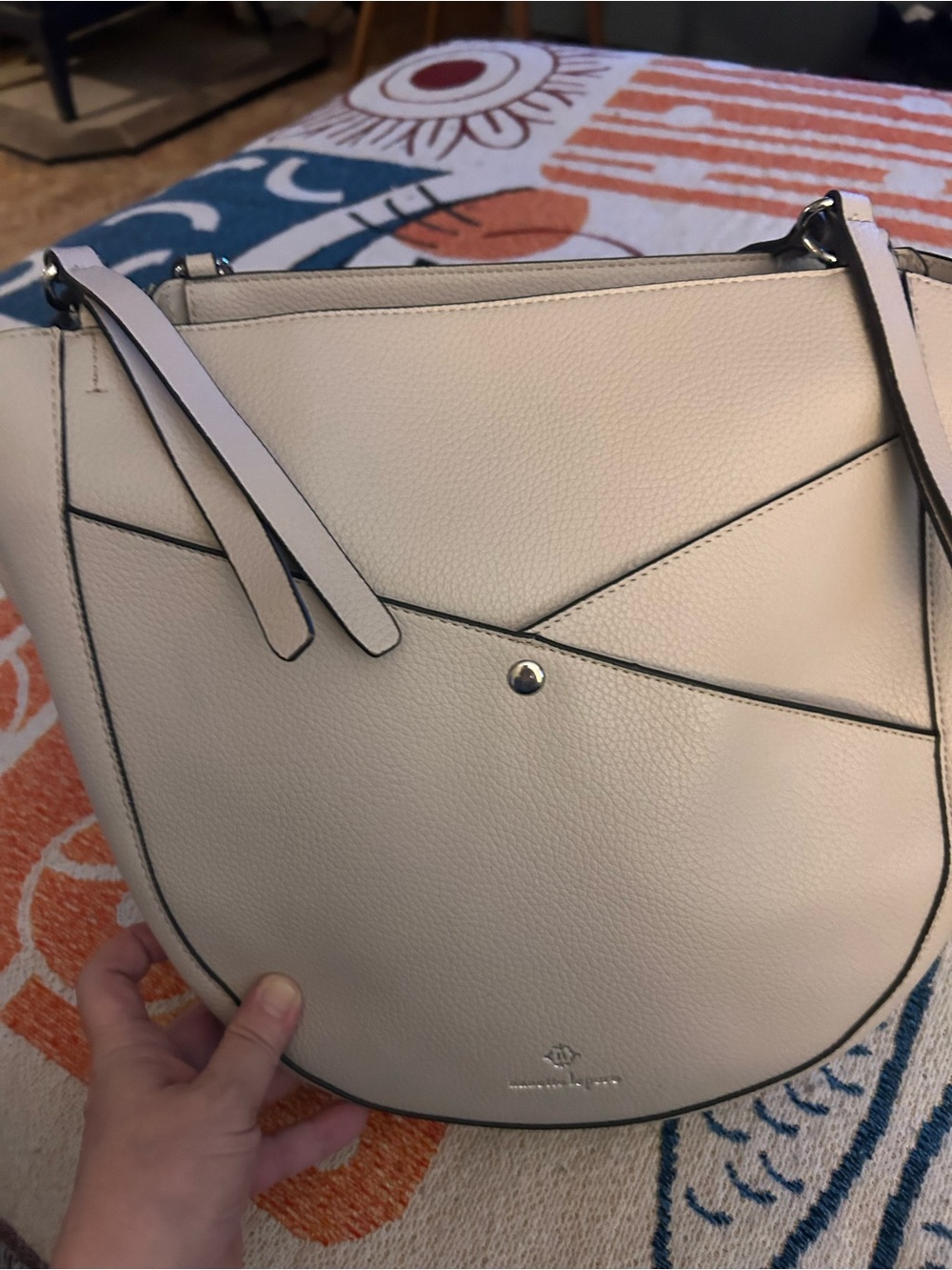 Nanette Lepore Cream Pebbled Leather Shoulder Bag